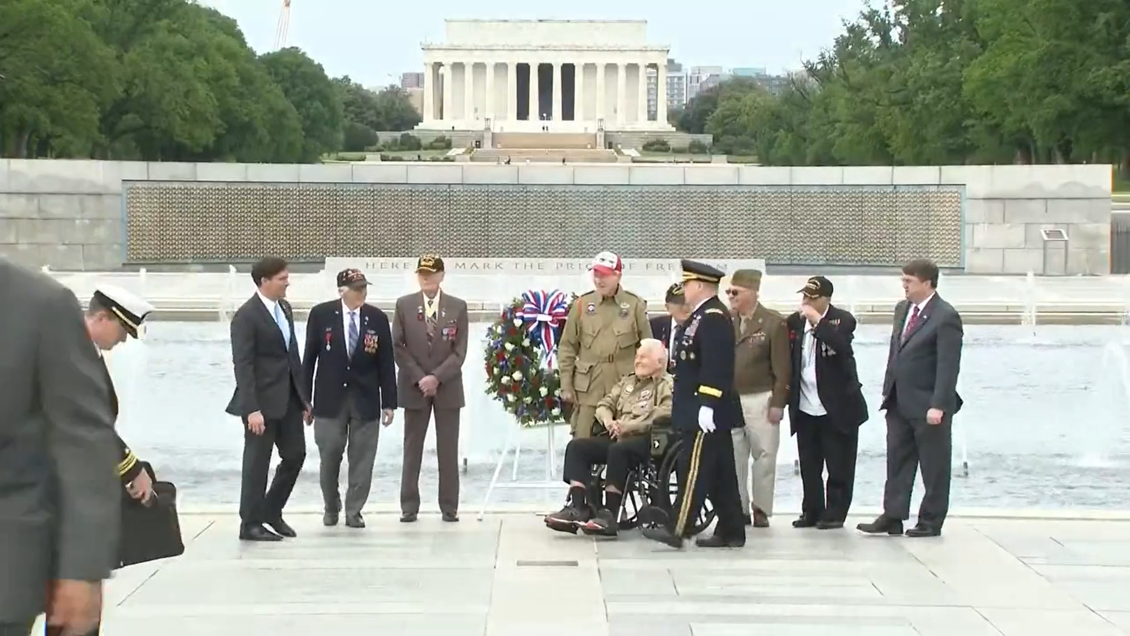 Seven 100-year-old veterans joined Trump for VE Day wreath laying