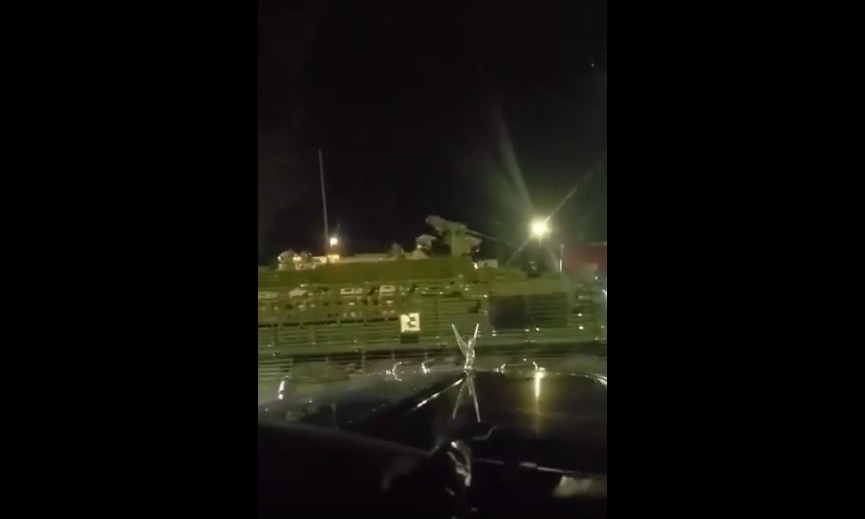 VIDEO: Military unit rolls through truck stop