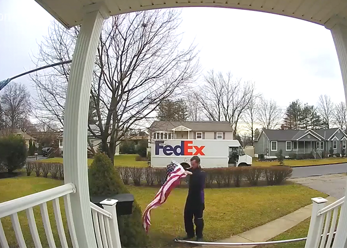 FedEx delivery driver shows respect to fallen flag in video