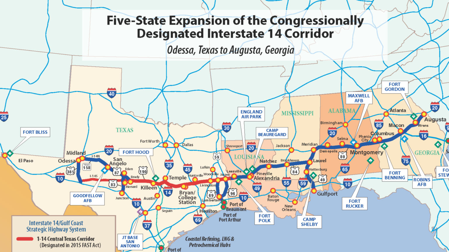 Infrastructure bill amendment proposes highway connecting 12 military bases across the south
